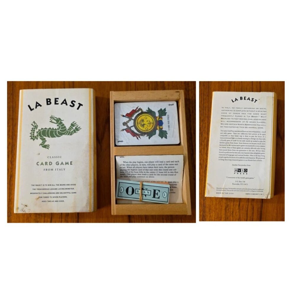 Vintage NEW SEALED La Beast Boxed WOOD CRATE Card Game Italy 1990